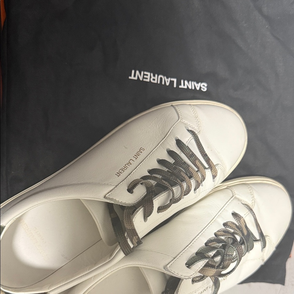 Saint Laurent Cream and Black Men's Sneakers